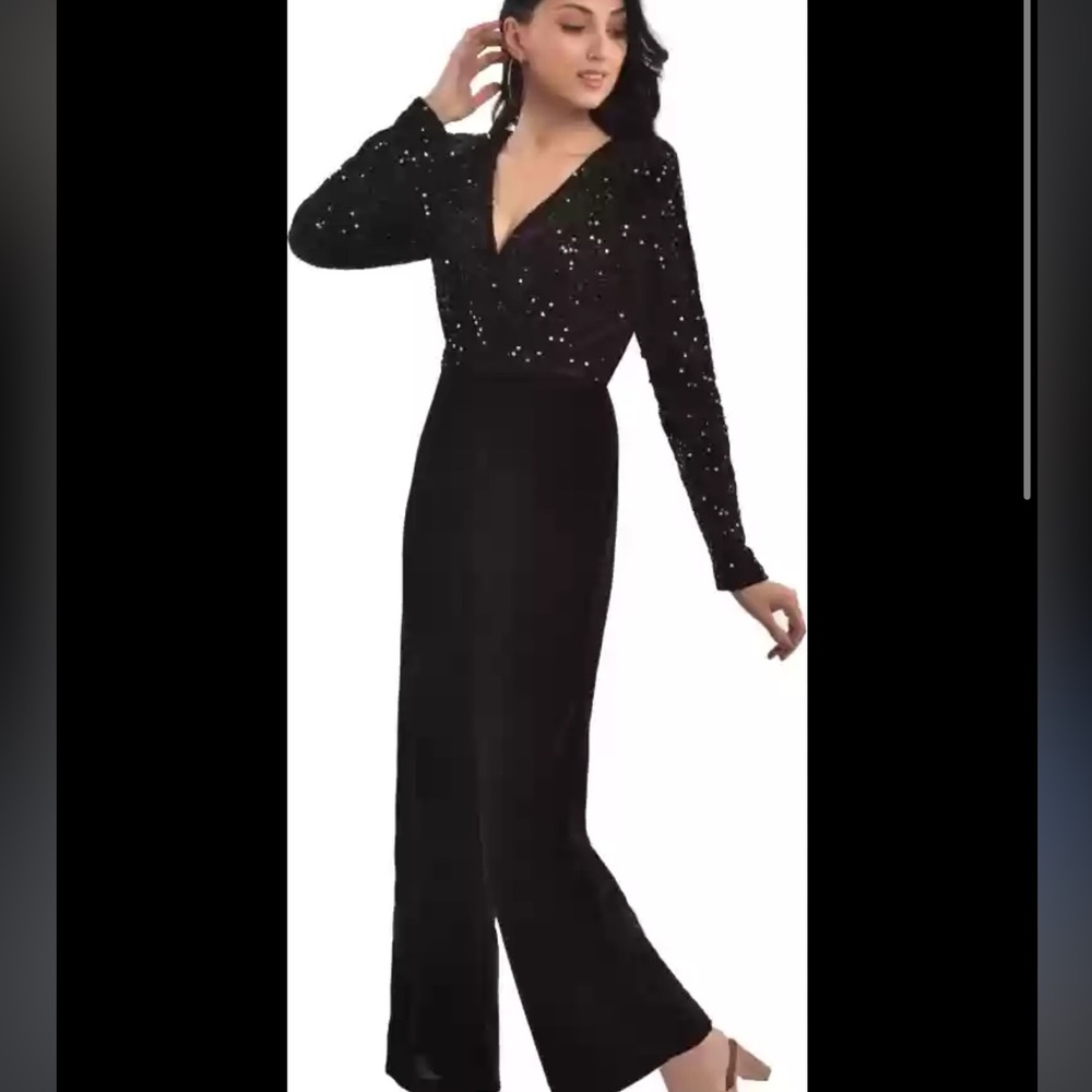 Black sequin top jumpsuit